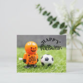 Voetbal halloween voor speler feestdagenkaart (Staand voorkant)