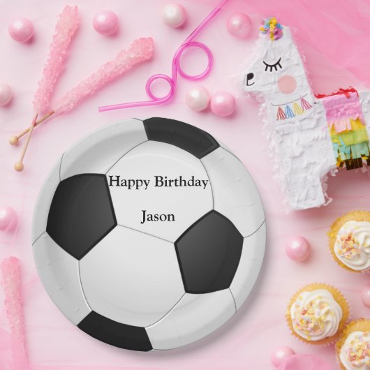 Voetbal "Happy Birthday" Papieren Borden Papieren Bordje (Feest)