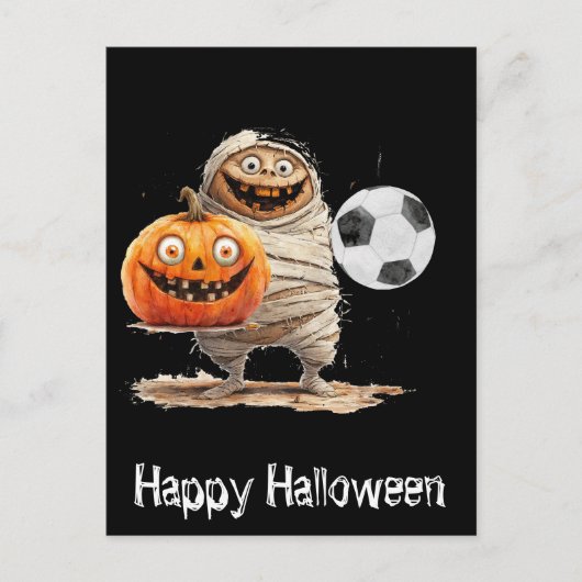 Voetbal Happy Halloween met ballen Briefkaart (Voorkant)