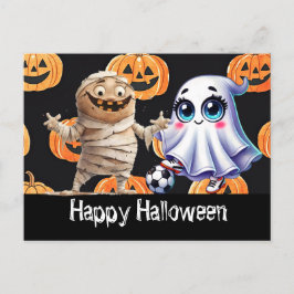 Voetbal Happy Halloween met ballen Briefkaart