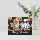 Voetbal Happy Halloween met ballen Briefkaart (Staand voorkant)