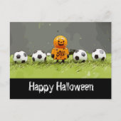 Voetbal Happy Halloween met ballen op groen gras   Briefkaart (Voorkant)