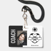 Voetbal Hart Foto Logo Barcode Sjabloon Coach Badge (Voorzijde met lanyard)