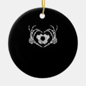 Voetbal Hart Skelet Hand Halloween Kostuum Keramisch Ornament (Voorkant)