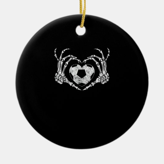 Voetbal Hart Skelet Hand Halloween Kostuum Keramisch Ornament (Voorkant)