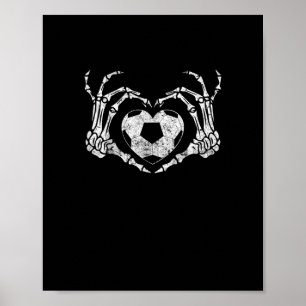 Voetbal Hart Skelet Hand Halloween Kostuum Poster