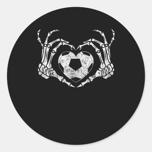 Voetbal Hart Skelet Hand Halloween Kostuum Ronde Sticker (Voorkant)
