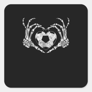 Voetbal Hart Skelet Hand Halloween Kostuum Vierkante Sticker