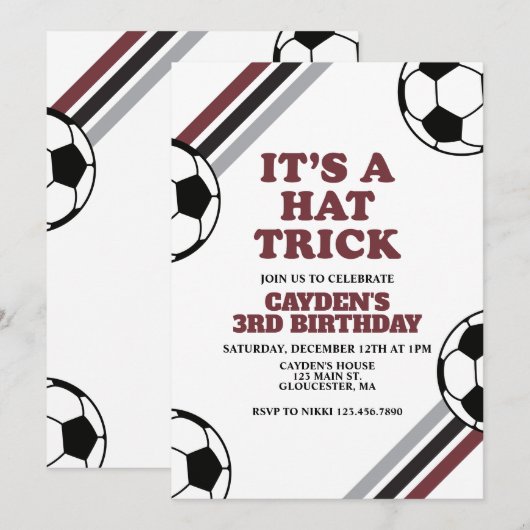 Voetbal Hattrick 3e Verjaardag Kaart (Voorkant / Achterkant)