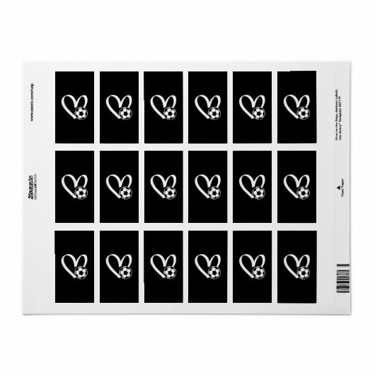 Voetbal Heart Etiket (Full Sheet)