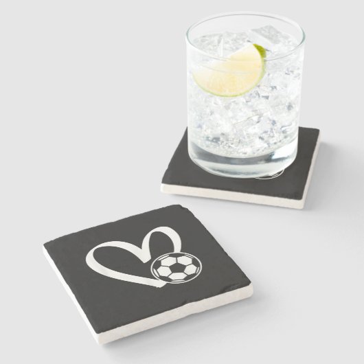 Voetbal Heart Stenen Onderzetter (Zijkant)