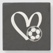 Voetbal Heart Stenen Onderzetter (Voorkant)