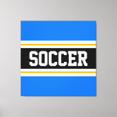 VOETBAL Helder Blauw Zwart Wit Gele Strepen Canvas Afdruk (Voorkant)