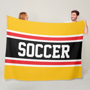 VOETBAL Helder rood geel oranje zwart strepen Fleece Deken