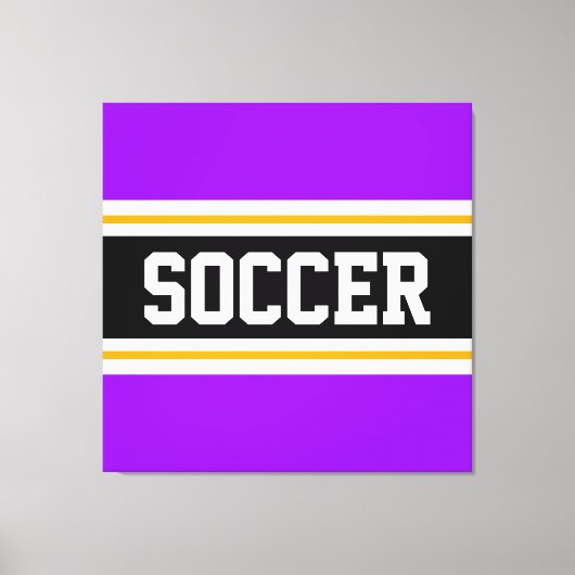 VOETBAL Heldere Paarse Zwart Wit Gele Strepen Canvas Afdruk (Voorkant)