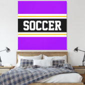 VOETBAL Heldere Paarse Zwart Wit Gele Strepen Canvas Afdruk (Insitu (Slaapkamer))