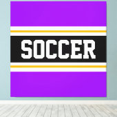 VOETBAL Heldere Paarse Zwart Wit Gele Strepen Canvas Afdruk (Insitu (Houten vloer))