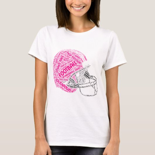 Voetbal Helmet T-Shirt WORD Termen PINK (Voorkant)