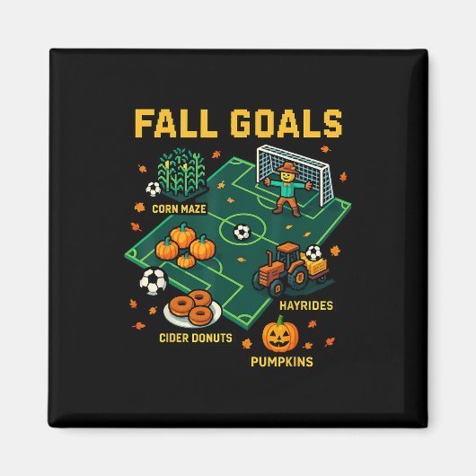 Voetbal Herfst Doelen Pret Kinderen Herfst Pixel V Magneet (Voorkant)