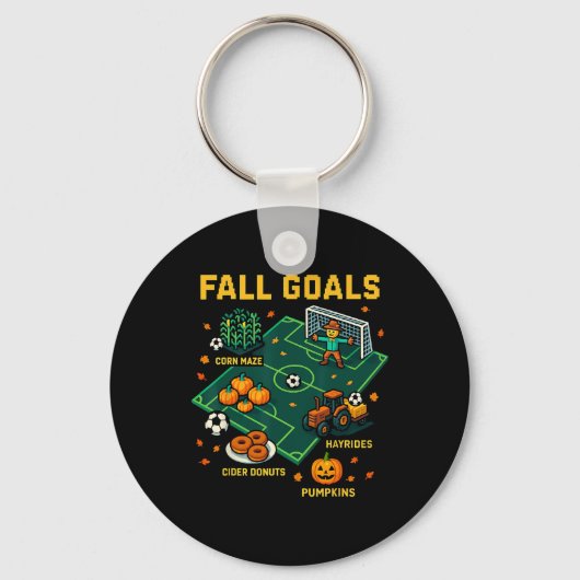 Voetbal Herfst Doelen Pret Kinderen Herfst Pixel V Sleutelhanger (Voorkant)