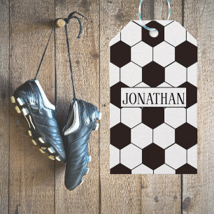 Voetbal het patroon Klantgerichte Eigen naam Cadeaulabel