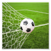 Voetbal Hitting Goal Net Foto Afdruk (Voorkant)