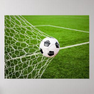 Voetbal Hitting Goal Net Poster
