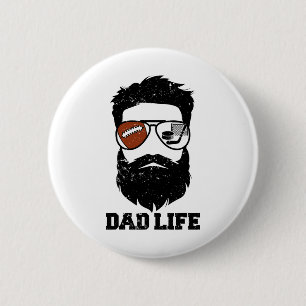 Voetbal Hockey Papa Wanordelijke Haar Baard Voetba Ronde Button 5,7 Cm