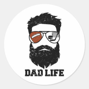 Voetbal Hockey Papa Wanordelijke Haar Baard Voetba Ronde Sticker