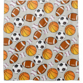 Voetbal honkbal basketbal sportthema douchegordijn (Voorkant)