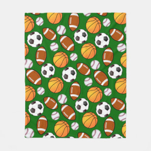 Voetbal honkbal basketbal sportthema fleece deken