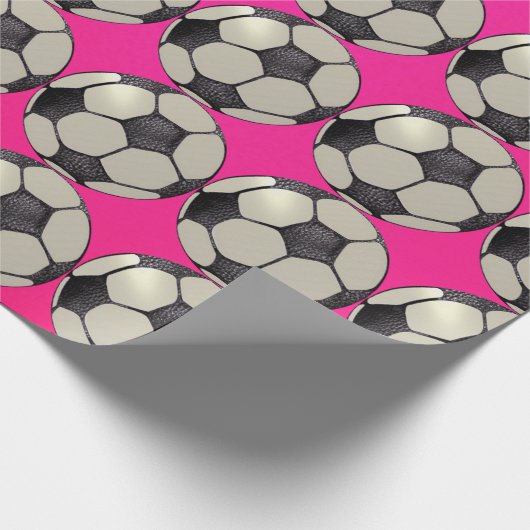 Voetbal / Hot Pink Cadeaupapier (Hoek)