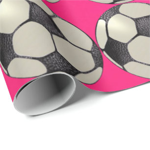Voetbal / Hot Pink Cadeaupapier