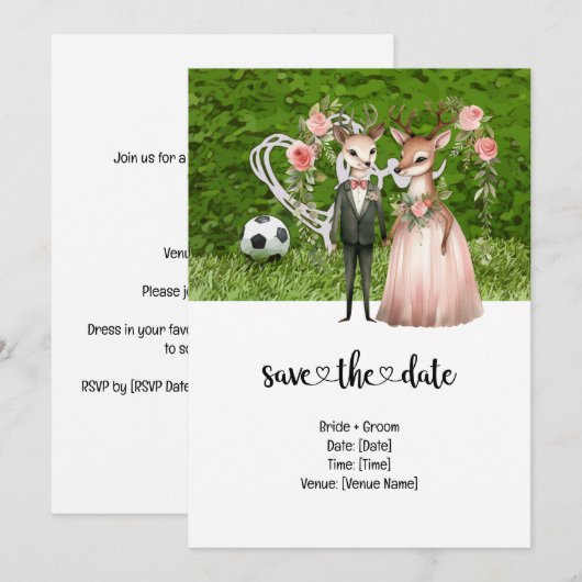 Voetbal Huwelijk thema met bal op groen Kaart (Voorkant / Achterkant)