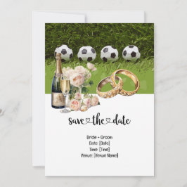 Voetbal Huwelijk thema met bal op groen Kaart