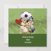 Voetbal Huwelijk thema met bal op groen Kaart (Voorkant)