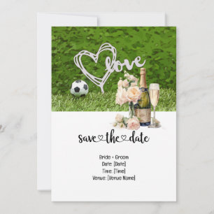 Voetbal Huwelijk thema met bal op groen Kaart
