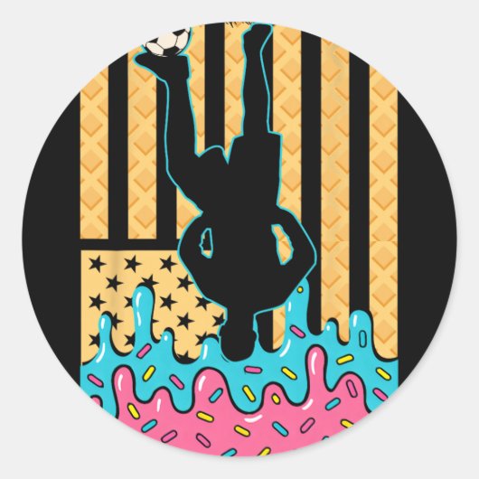 Voetbal Ijs Drip Jongens Jeugd Spelers Fan Ameri Ronde Sticker (Voorkant)