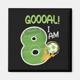 Voetbal Ik ben 8 Jaar Oude Jongensverjaardag  Magneet