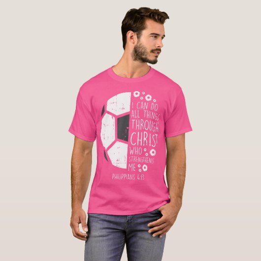 Voetbal Ik kan dingen doen Bijbel God Jezus T-shirt (Voorkant volledig)