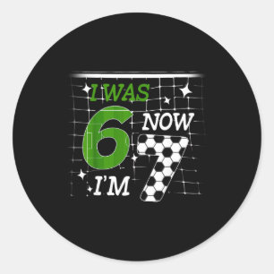 Voetbal Ik Was 6 Nu Ben Ik 7 Verjaardag Jongen Bda Ronde Sticker