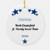 Voetbal in blauw keramisch ornament (Achterkant)