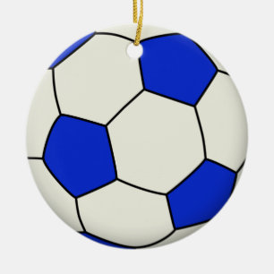 voetbal in blauw keramisch ornament