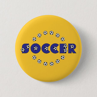 Voetbal in blauw ronde button 5,7 cm