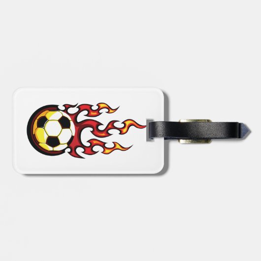 Voetbal in brand bagagelabel (Achterkant horizontaal)