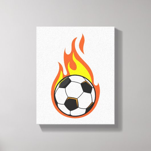 Voetbal in brand canvas afdruk (Voorkant)