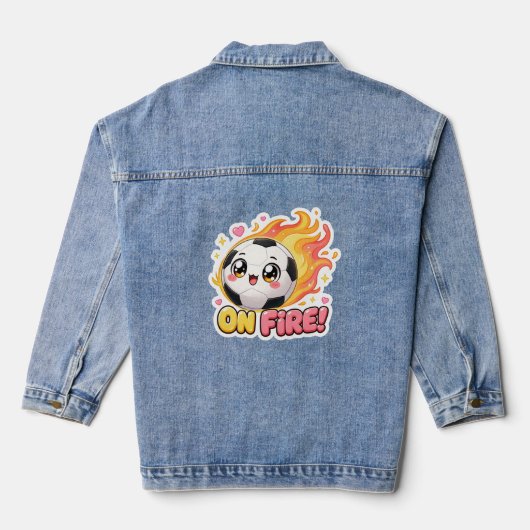 Voetbal in brand denim jacket (Achterkant)