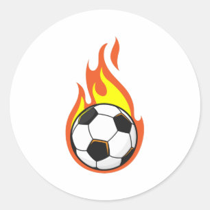Voetbal in brand ronde sticker