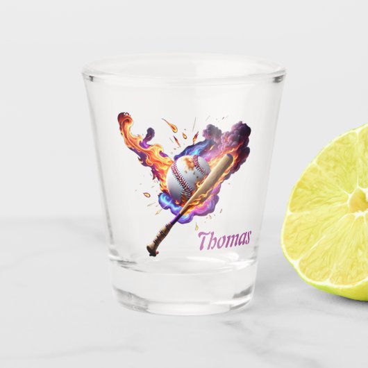 Voetbal in brand. shot glas (Voorkant)