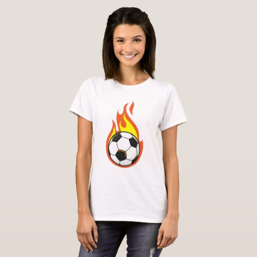 Voetbal in brand t-shirt (Voorkant volledig)